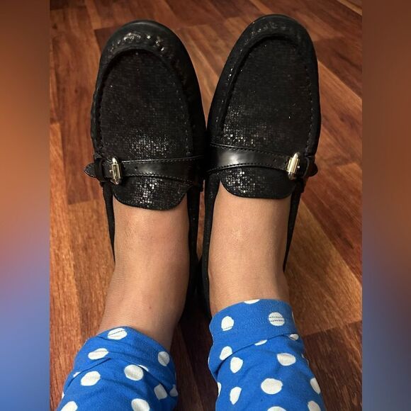 AGL Black Loafers with Buckle Detail - Picture 1 of 11